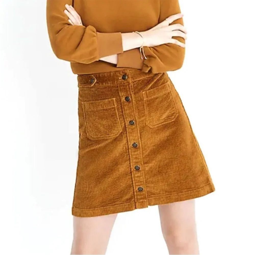 Madewell, Corduroy A-Line Mini Skirt, Patch Pockets “Antique‎ Gold”, Size 4
